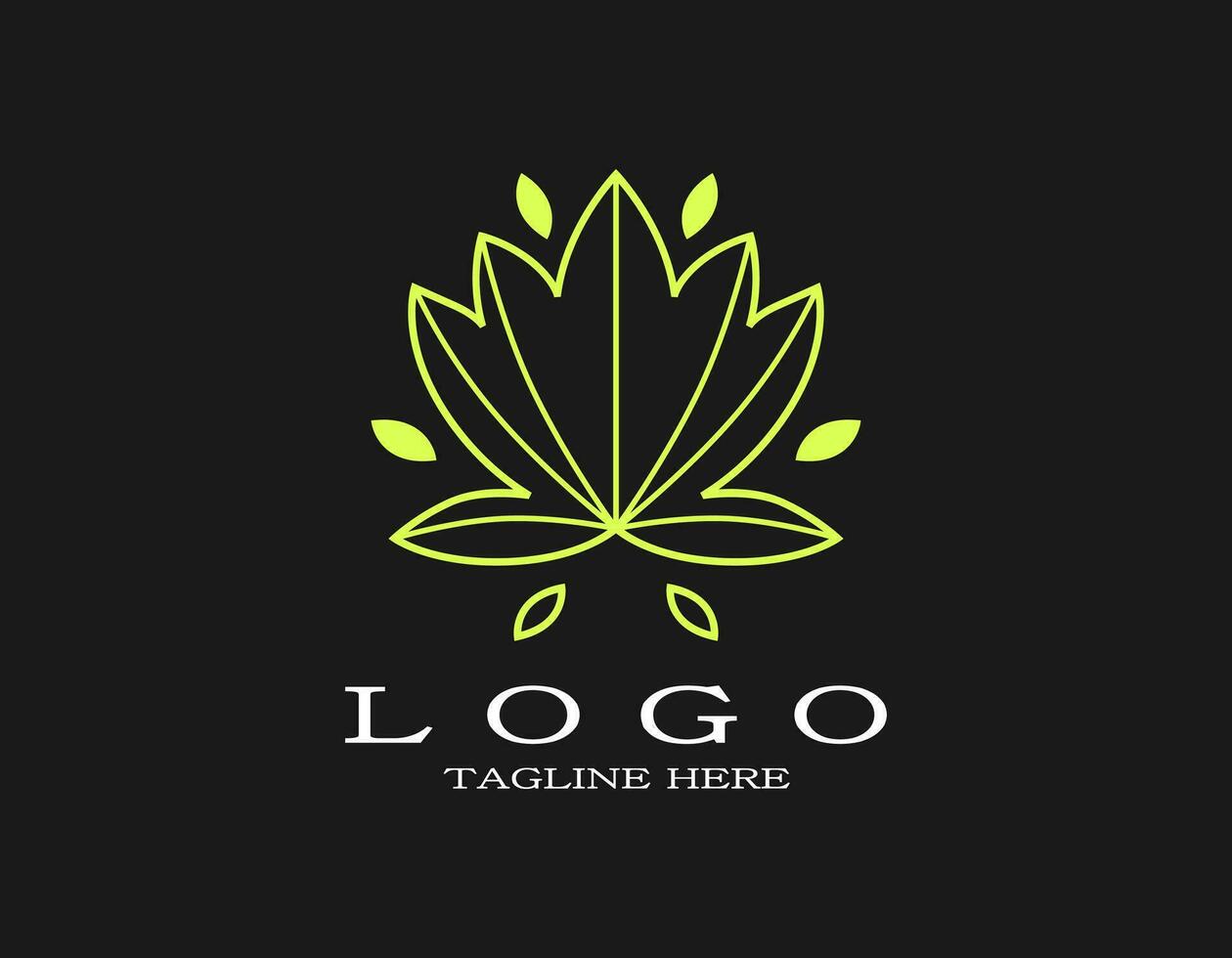 Elegant leaves logo. Luxury design concept with a yellow maple leaf. Suitable for spa, resort, hotel, beauty, boutique, yoga, salon, perfume, company. vector