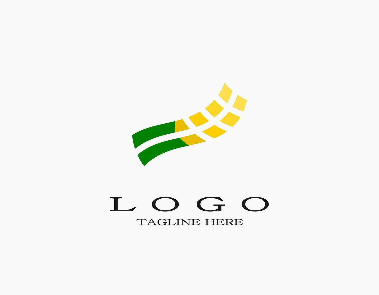 Simple modern paddy logo. Minimal design icon with the wavy style of green and yellow lines. vector