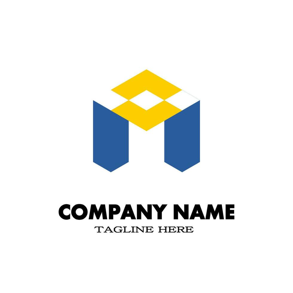 Simple letter n or M logo with blue and yellow. Design logo for your brand and company name. vector