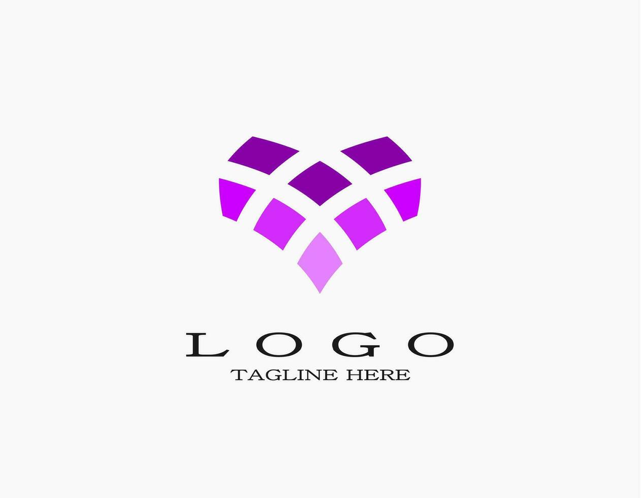Purple love logo icon. Simple elegant design concept with purple mosaic tiles resembling the shape of a heart. Love logo vector illustration.