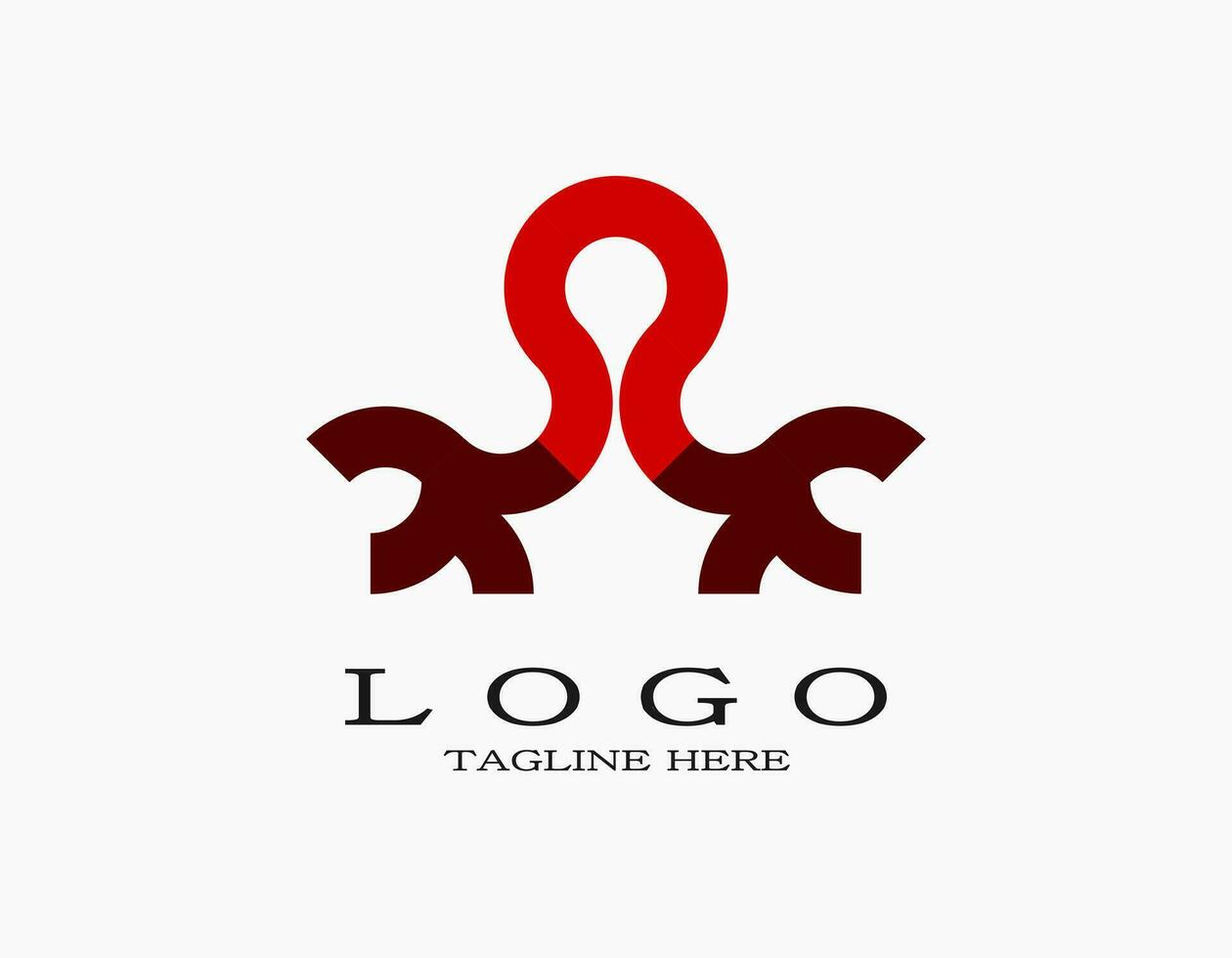 Creative abstract octopus logo with brown and red. Minimal creative design concept with an abstract line that resembles an octopus. vector