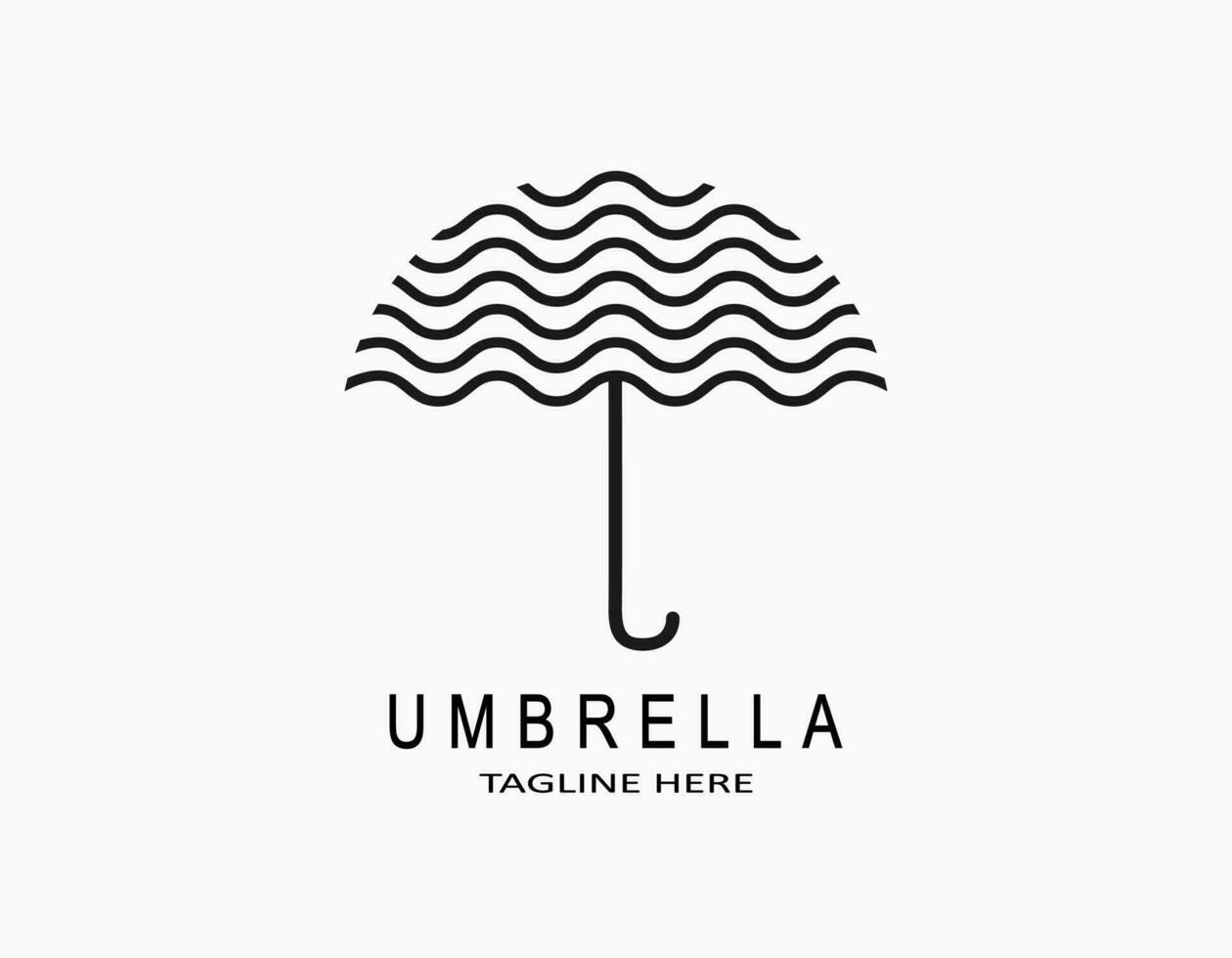 Aesthetic umbrella logo icon with wavy stripes pattern. Simple luxury design with black and white. Design vector illustration for company, hotel.