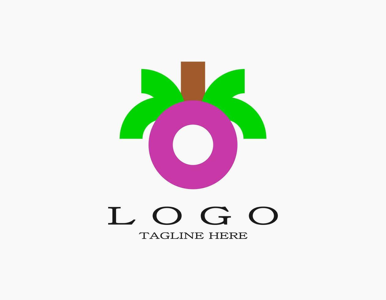 Mangosteen logo icon. Creative design of tropical fruit in green and purple colors. Design for your business, company, learning card, or fruit. vector