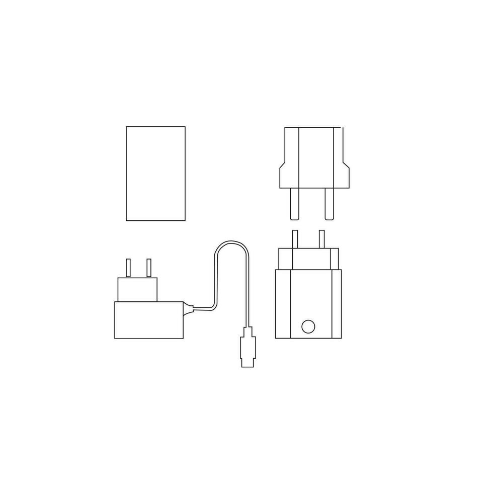 móvil cargador, teléfono cargador, realista teléfono inteligente poder suministrar, USB cables, auto adaptadores para cargando dispositivos. vector