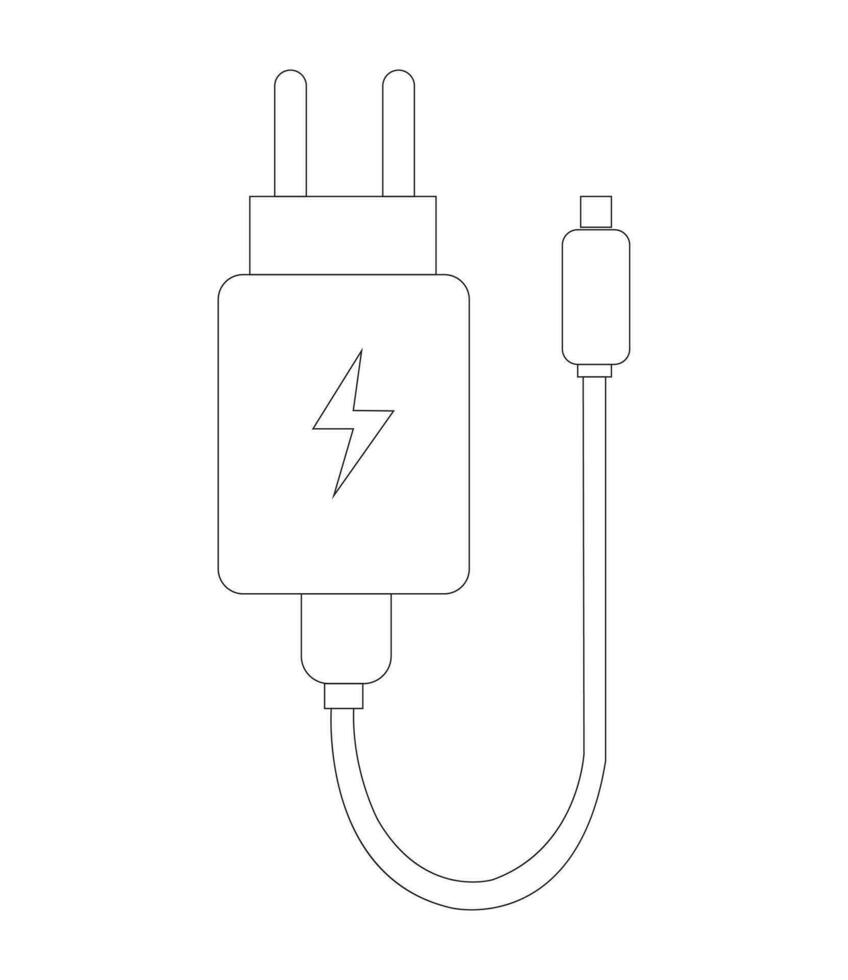 Mobile charger, Phone charger, Realistic smartphone power supply, USB cables, Auto adaptors for charging devices. vector
