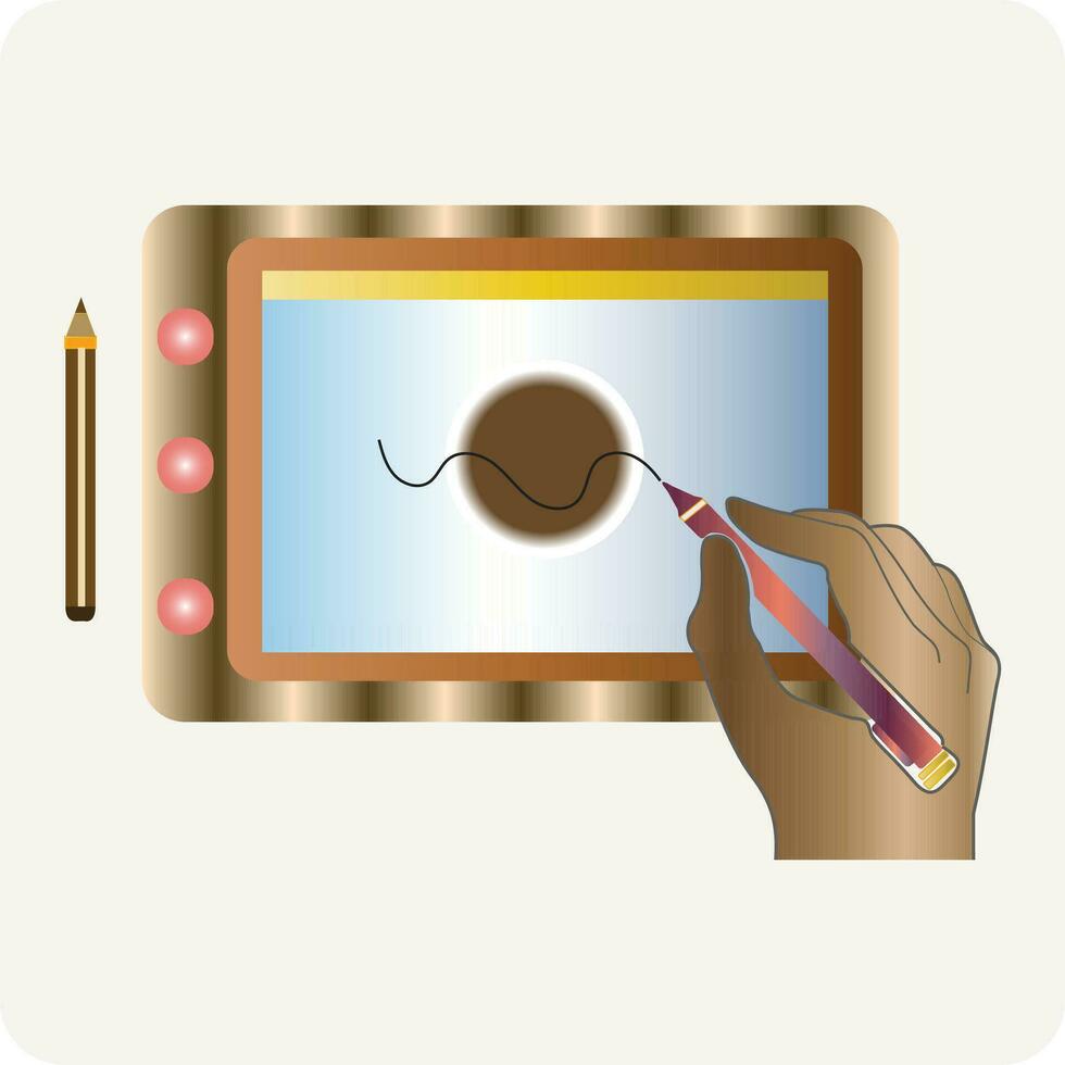 Digital Writing Pad, writing tap, Creative Pen Display with hand, Drawing board, vector image