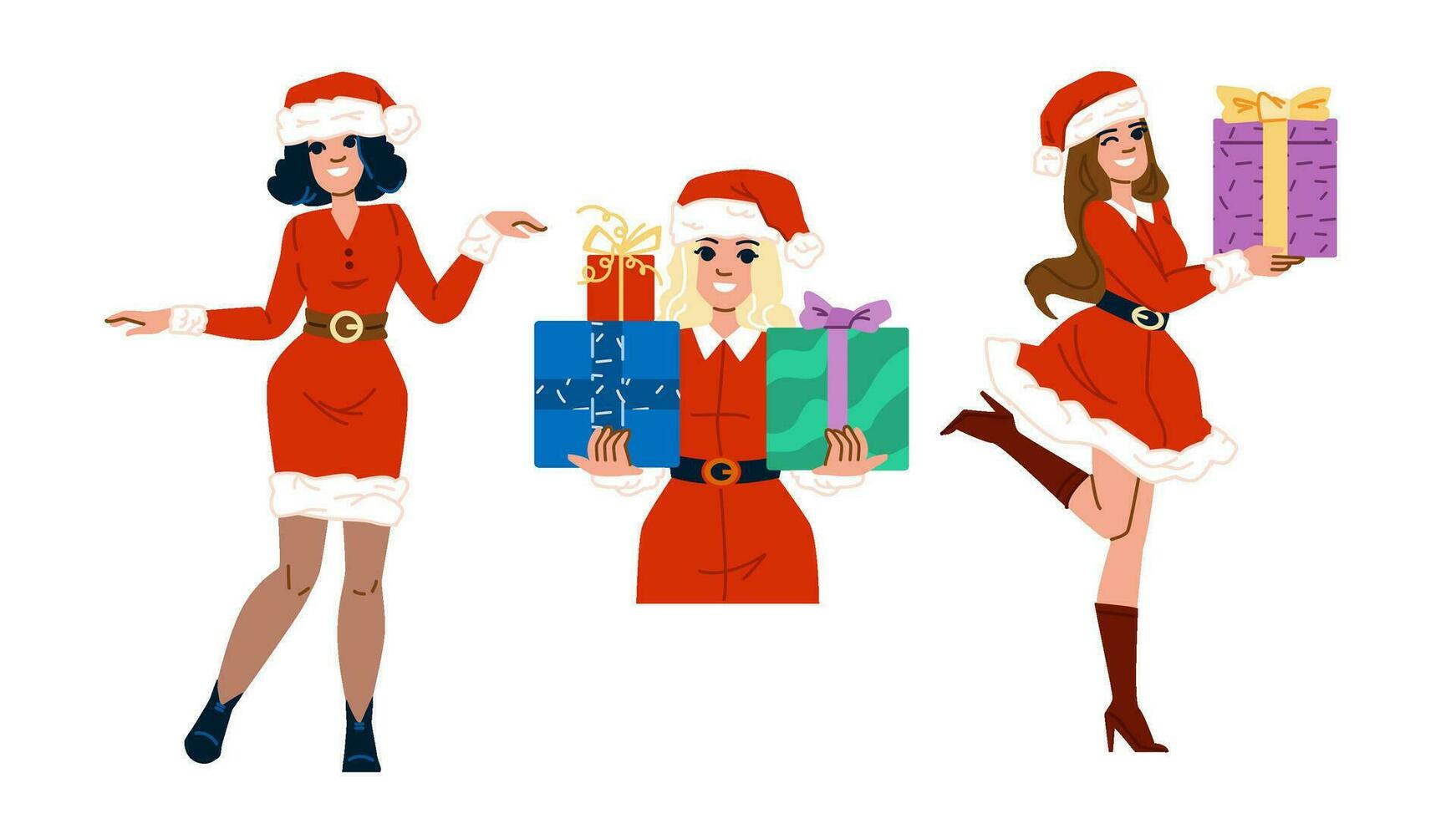 nuevo mujer Papa Noel vector