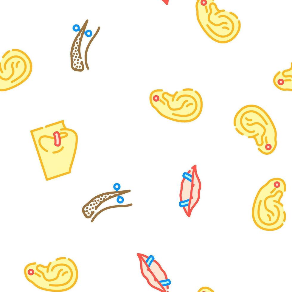 piercing ring earring nose vector seamless pattern