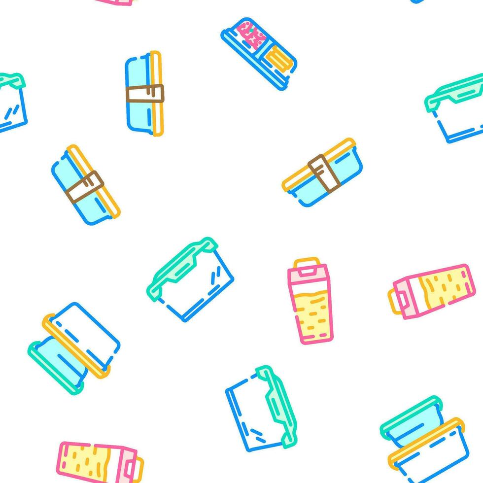 lunch school food box lunchbox vector seamless pattern