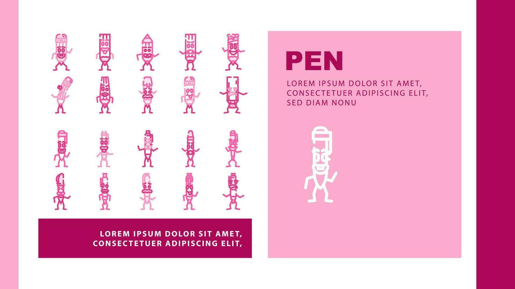 pen character pencil school landing header vector