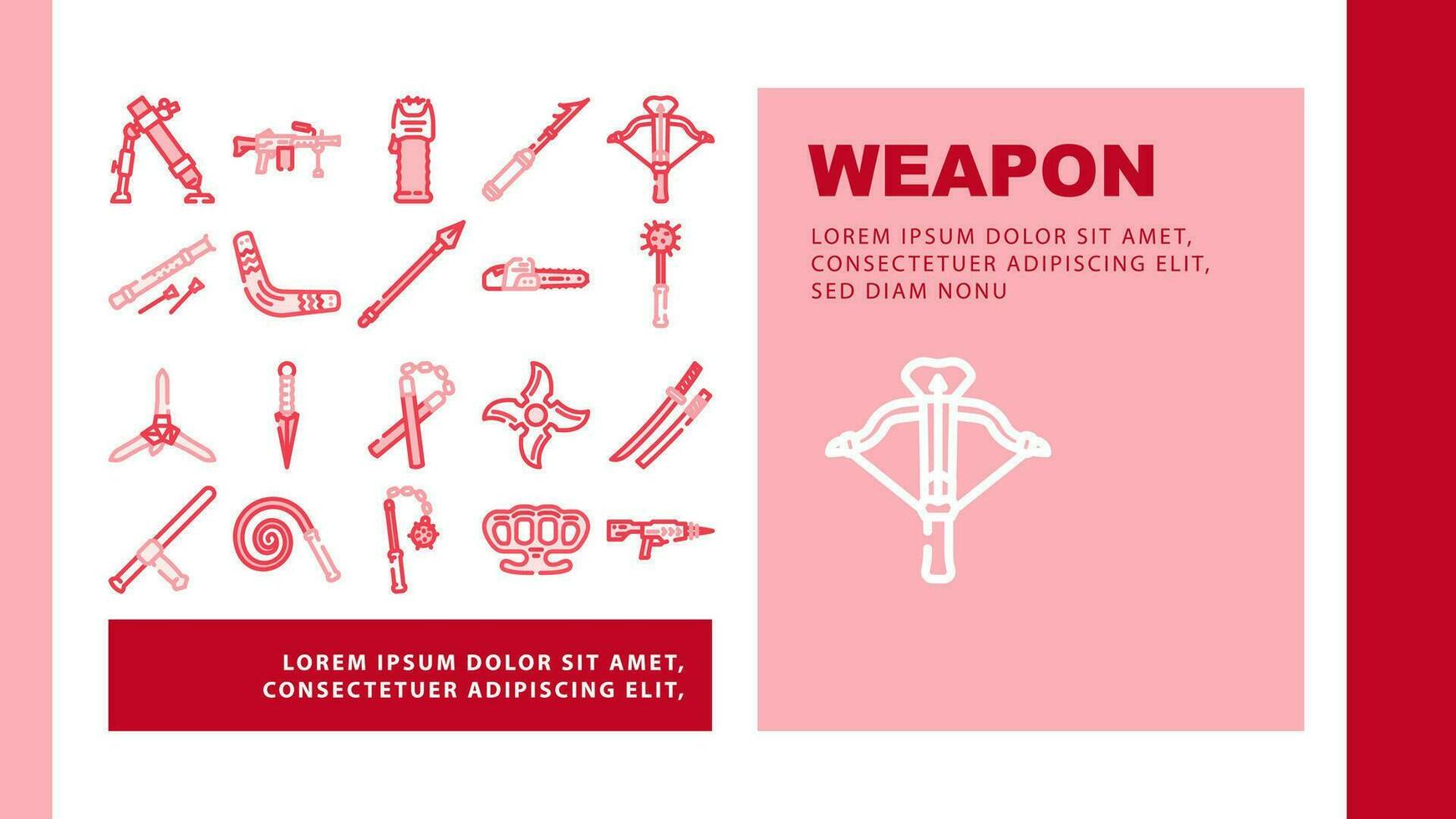 weapon war gun military landing header vector