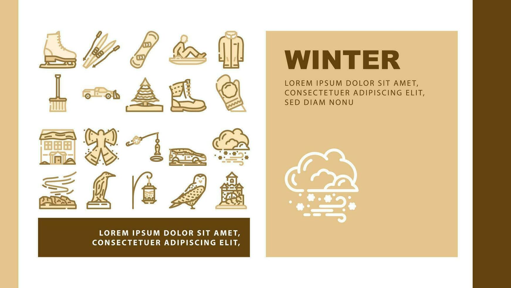 winter snow season blue landing header vector