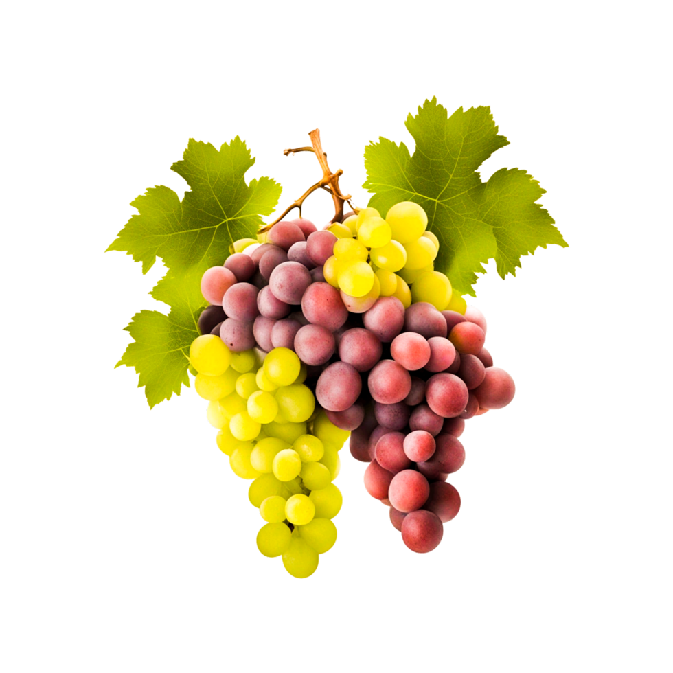 Red Grapes With Leaves Generative Ai 32518618 PNG