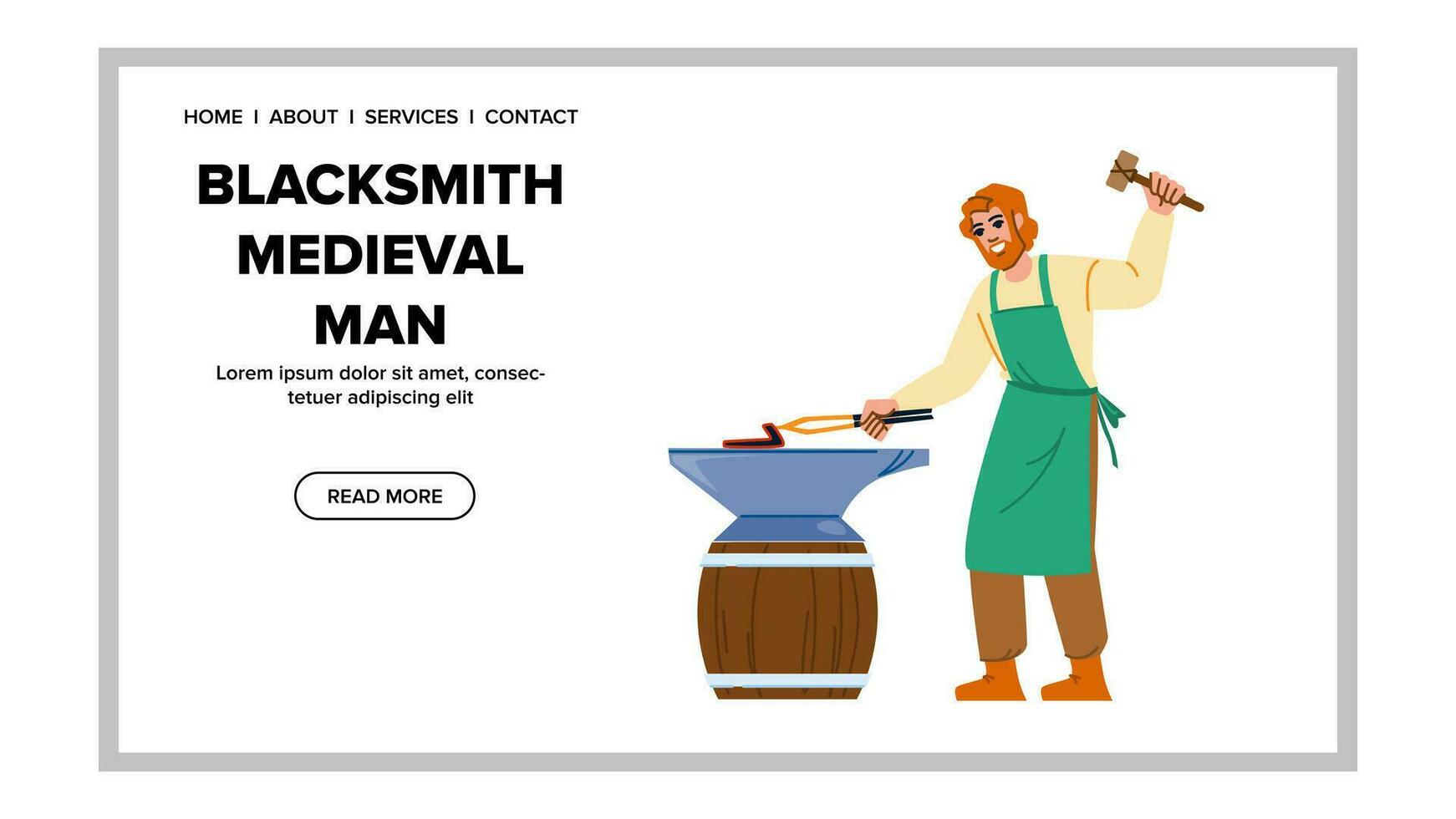 ancient blacksmith medieval man vector