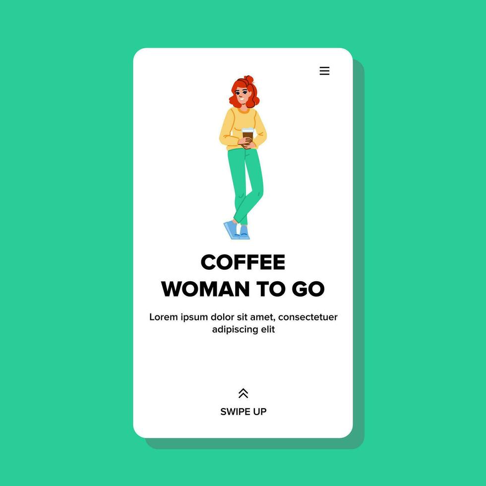 drink coffee woman to go vector
