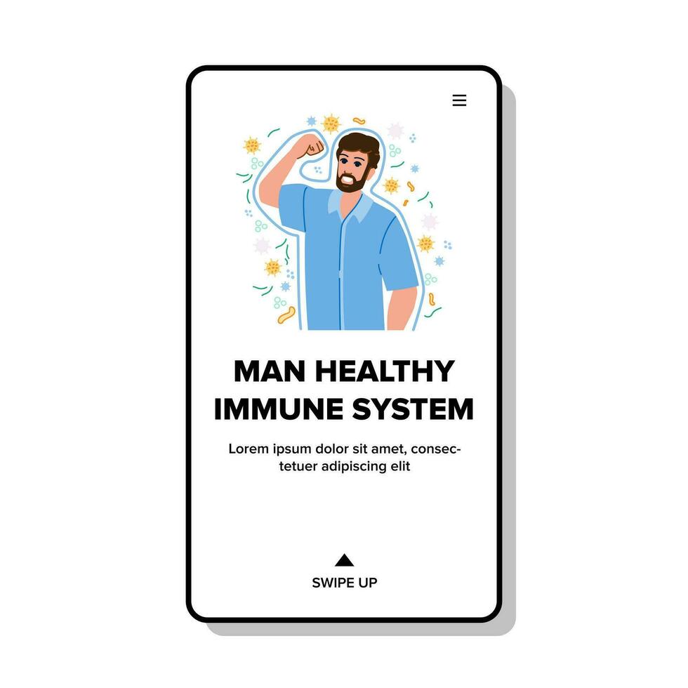 flat man healthu immune system vector