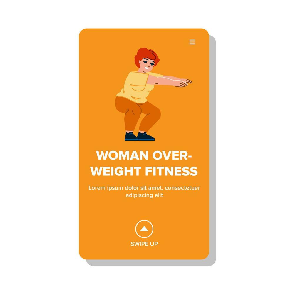 flat woman overweight fitness vector