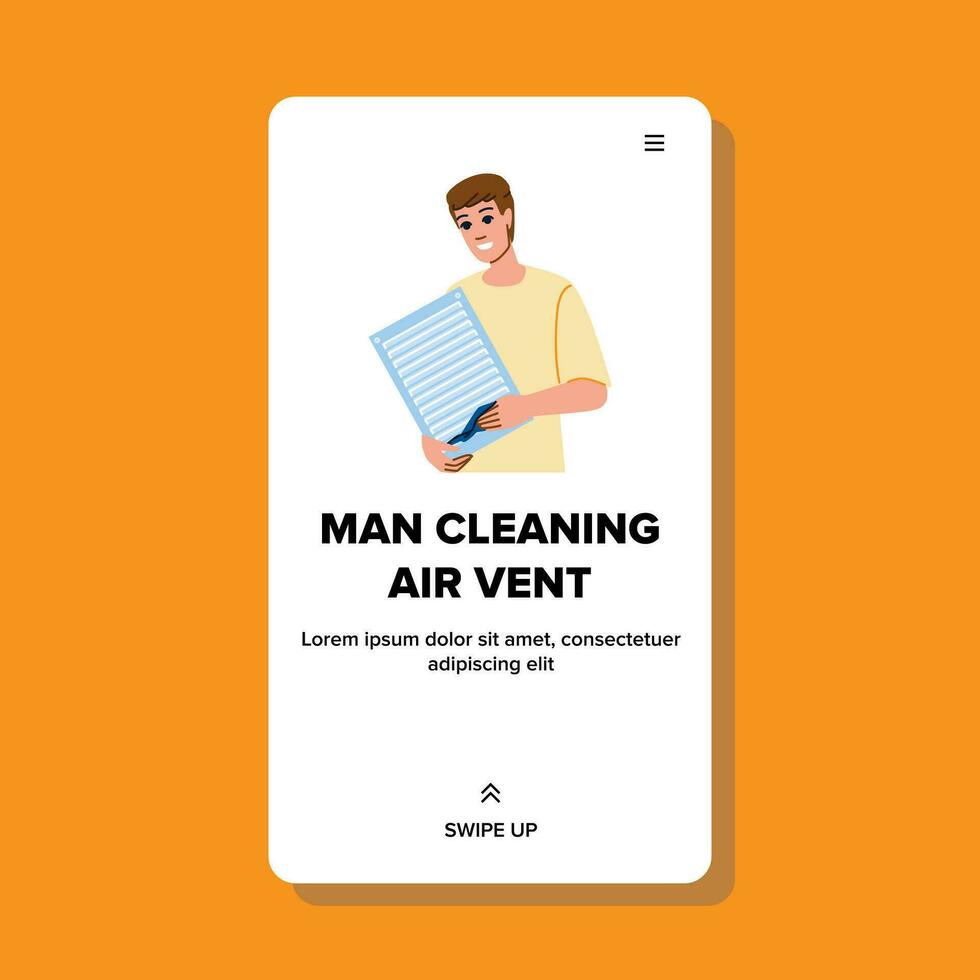 home man cleaning air vent vector