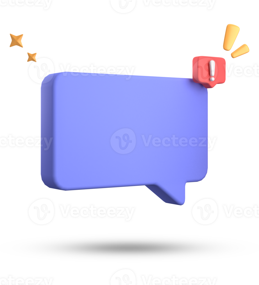 3d rendering of speech bubble, 3D pastel chat with exclamation mark icon set. png
