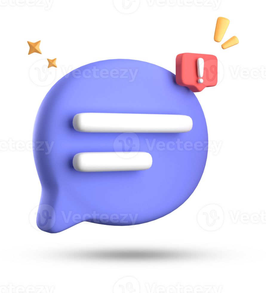 3d rendering of speech bubble, 3D pastel chat with exclamation mark icon set. png
