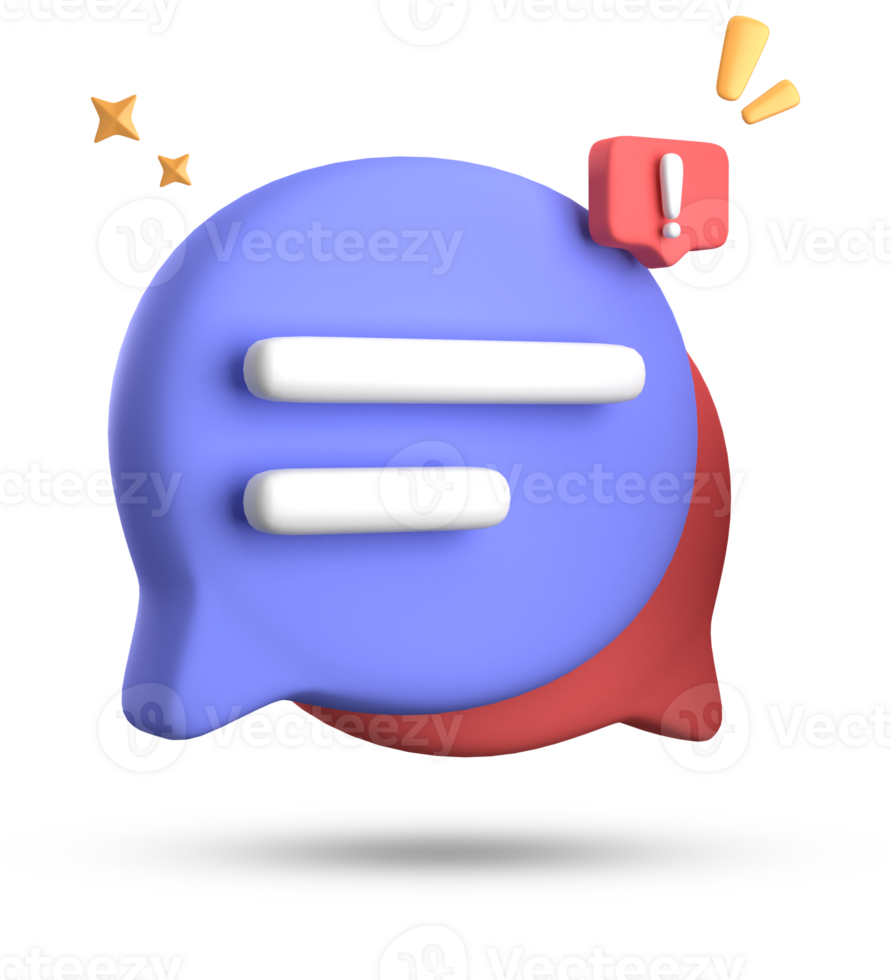 3d rendering of speech bubble, 3D pastel chat with exclamation mark icon set. png