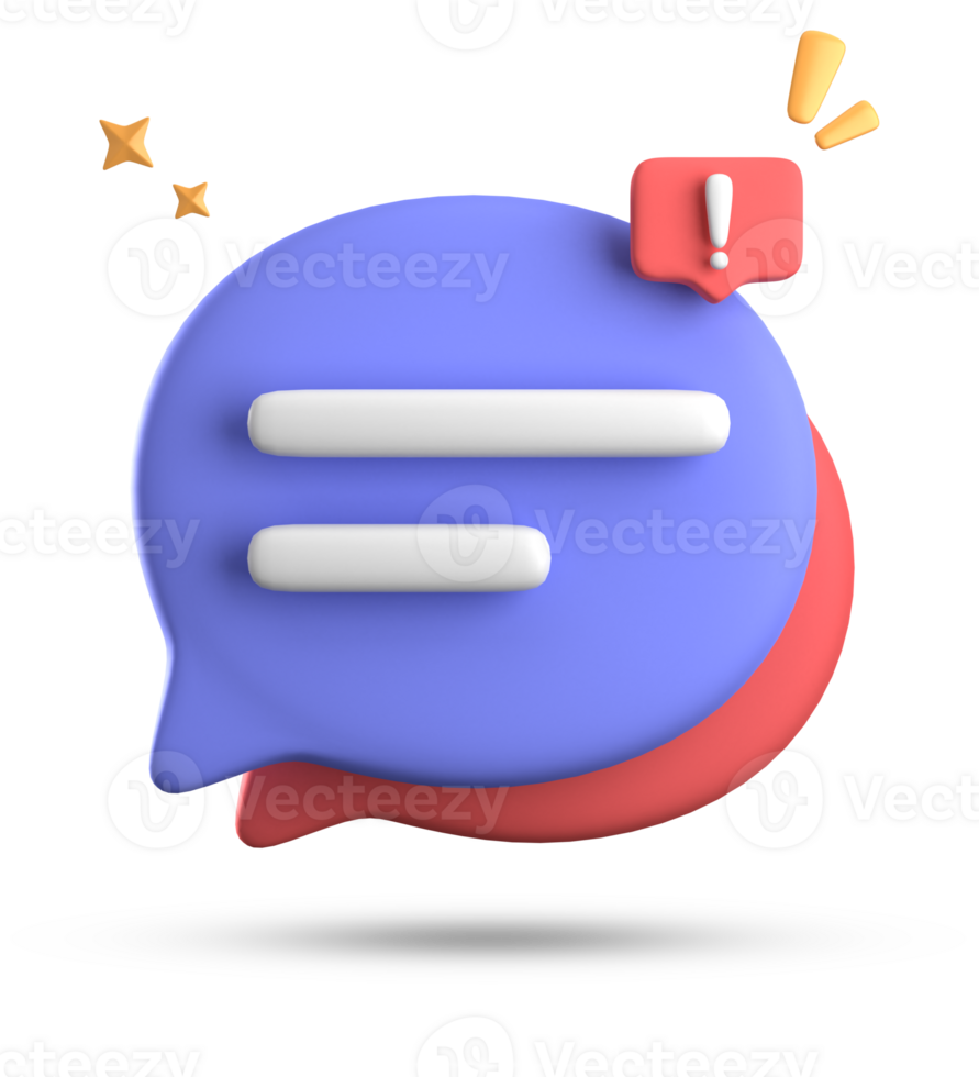 3d rendering of speech bubble, 3D pastel chat with exclamation mark icon set. png