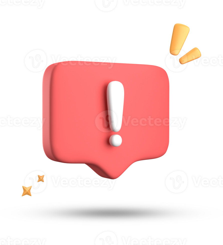 3d rendering of speech bubble, 3D pastel chat with exclamation mark icon set. png