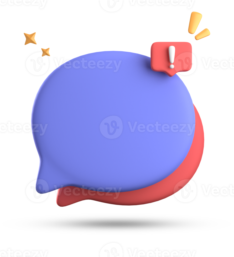 3d rendering of speech bubble, 3D pastel chat with exclamation mark icon set. png