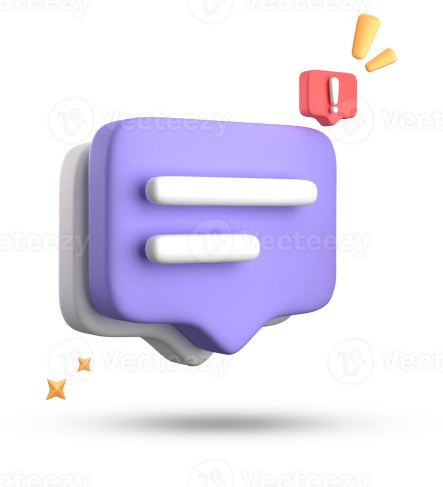 3d rendering of speech bubble, 3D pastel chat with exclamation mark icon set. png