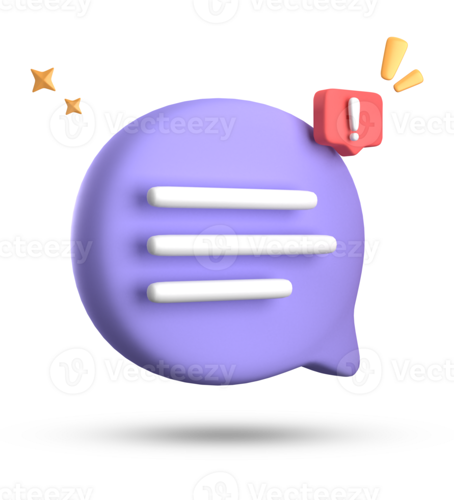 3d rendering of speech bubble, 3D pastel chat with exclamation mark icon set. png