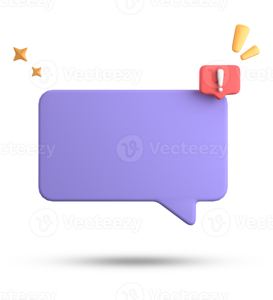 3d rendering of speech bubble, 3D pastel chat with exclamation mark icon set. png