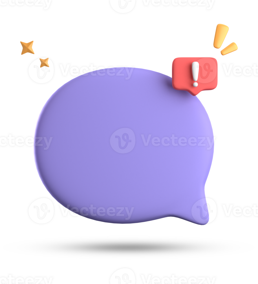 3d rendering of speech bubble, 3D pastel chat with exclamation mark icon set. png