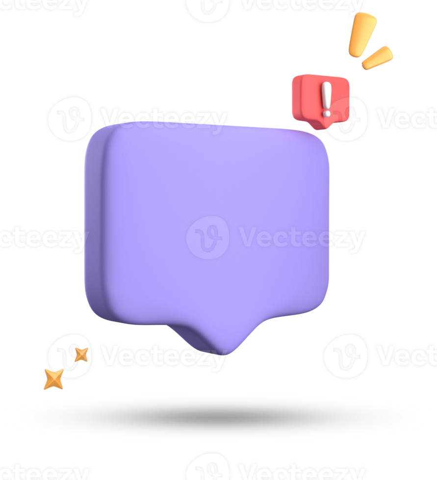 3d rendering of speech bubble, 3D pastel chat with exclamation mark icon set. png