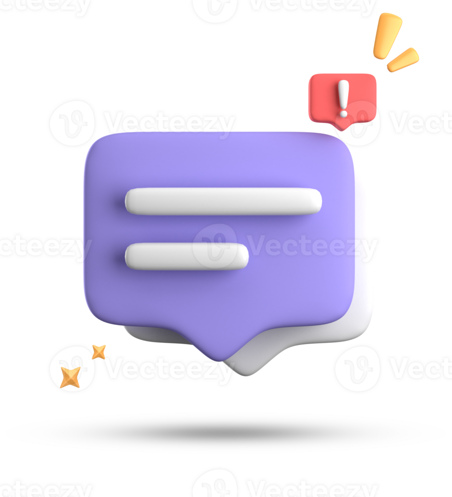 3d rendering of speech bubble, 3D pastel chat with exclamation mark icon set. png