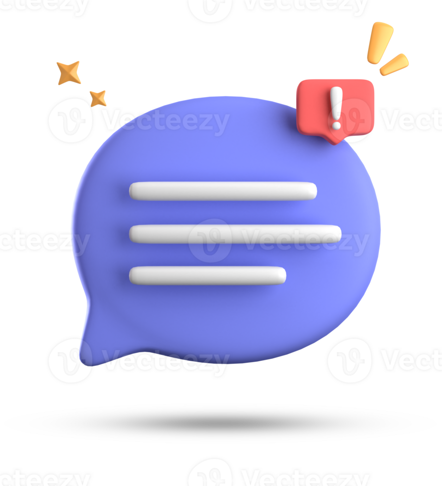 3d rendering of speech bubble, 3D pastel chat with exclamation mark icon set. png