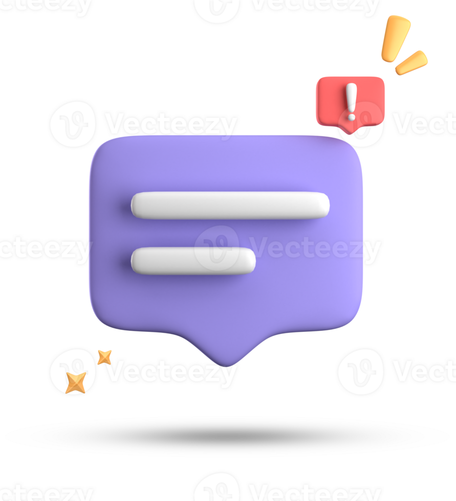 3d rendering of speech bubble, 3D pastel chat with exclamation mark icon set. png