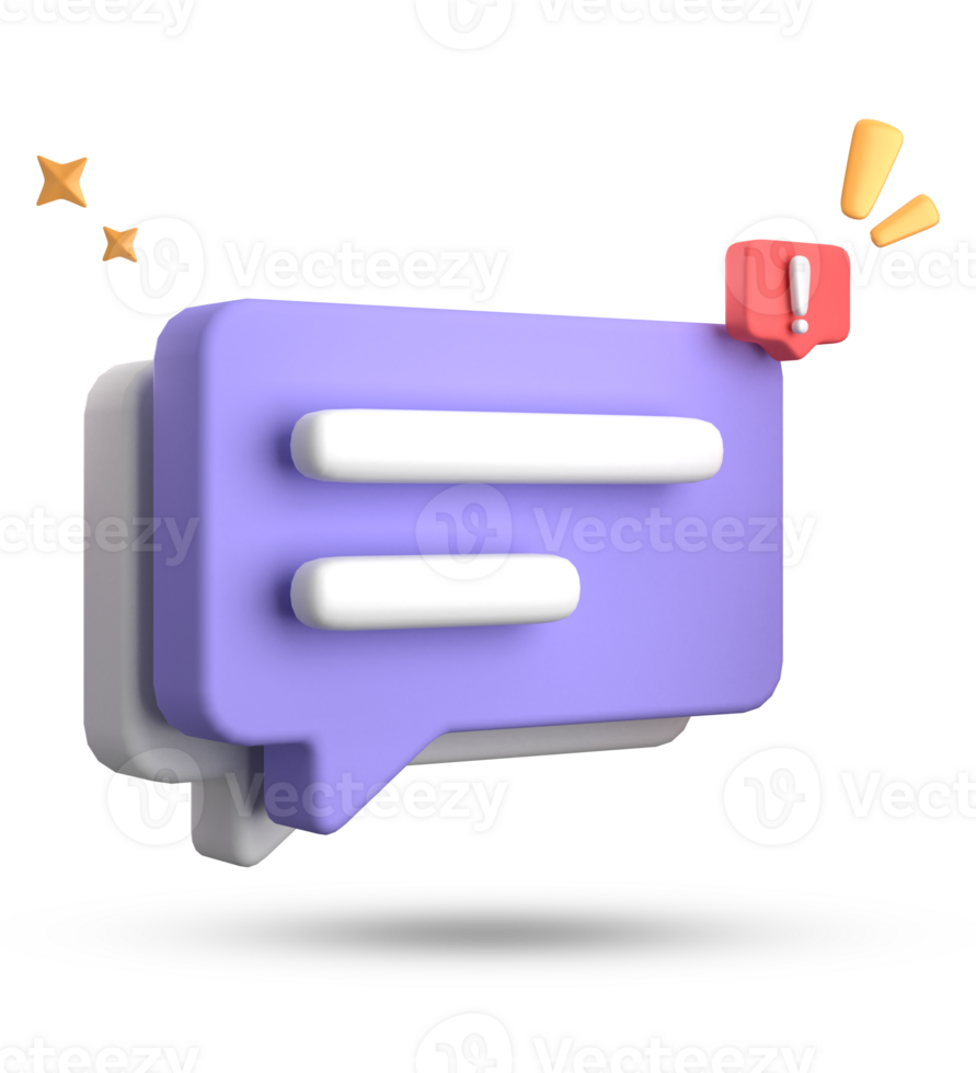 3d rendering of speech bubble, 3D pastel chat with exclamation mark icon set. png