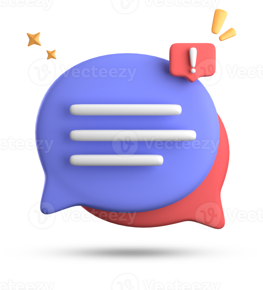3d rendering of speech bubble, 3D pastel chat with exclamation mark icon set. png