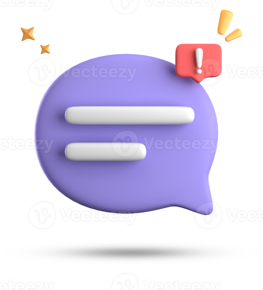 3d rendering of speech bubble, 3D pastel chat with exclamation mark icon set. png