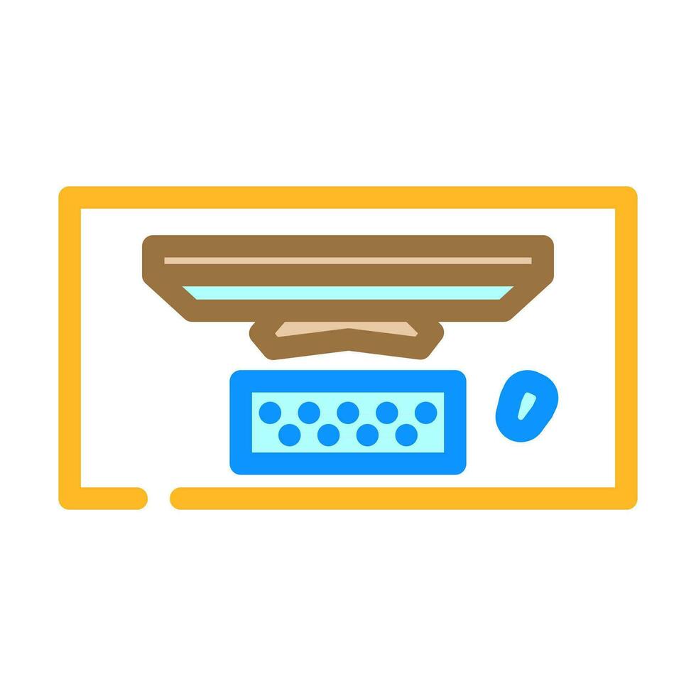 computer table monitor top view color icon vector illustration