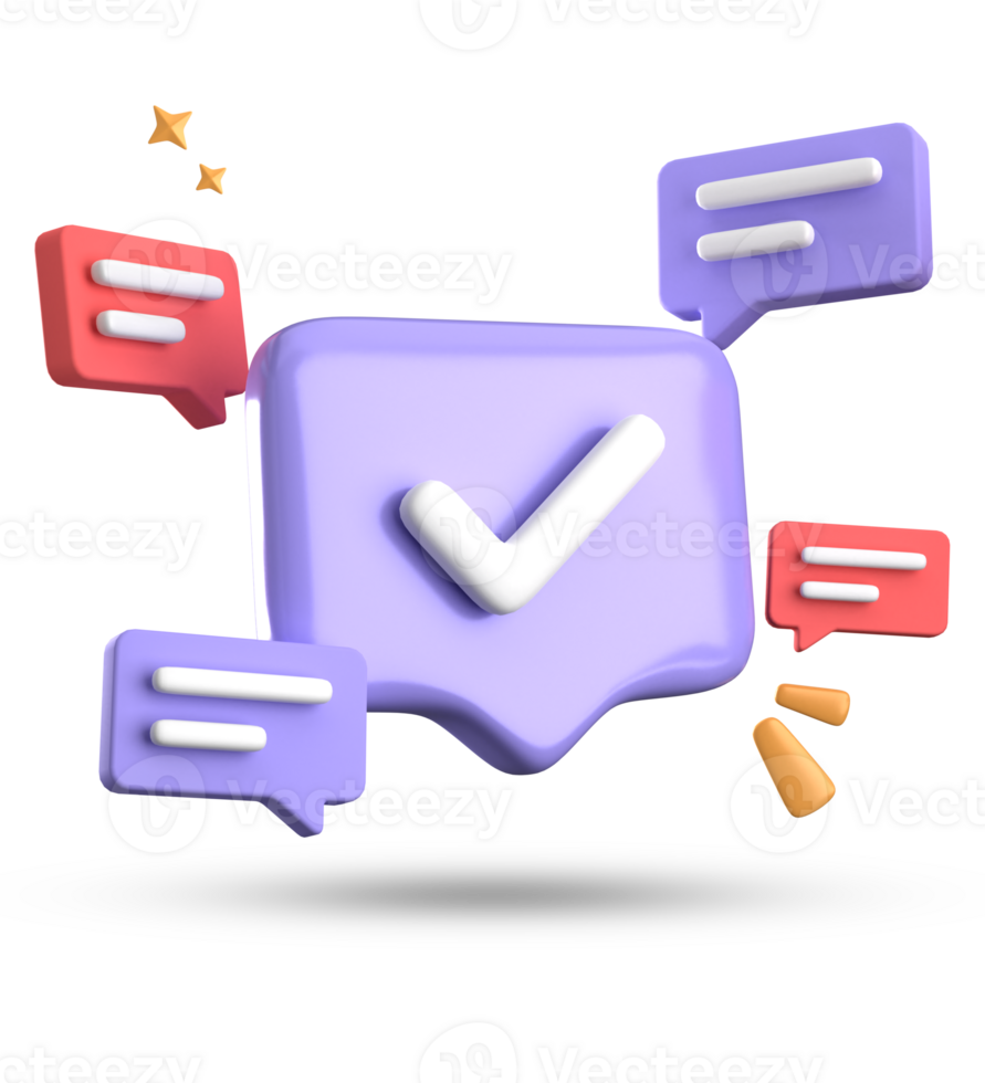 3d rendering of speech bubble, 3D pastel chat with symbol icon set. png