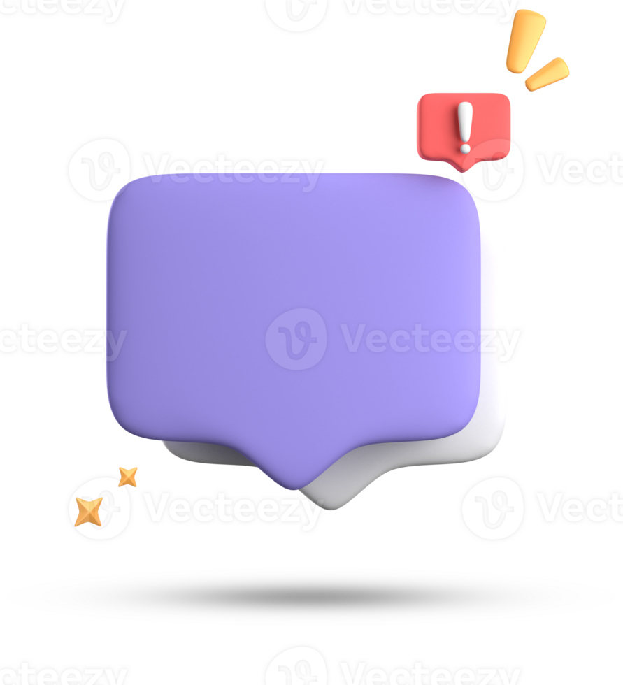3d rendering of speech bubble, 3D pastel chat with exclamation mark icon set. png