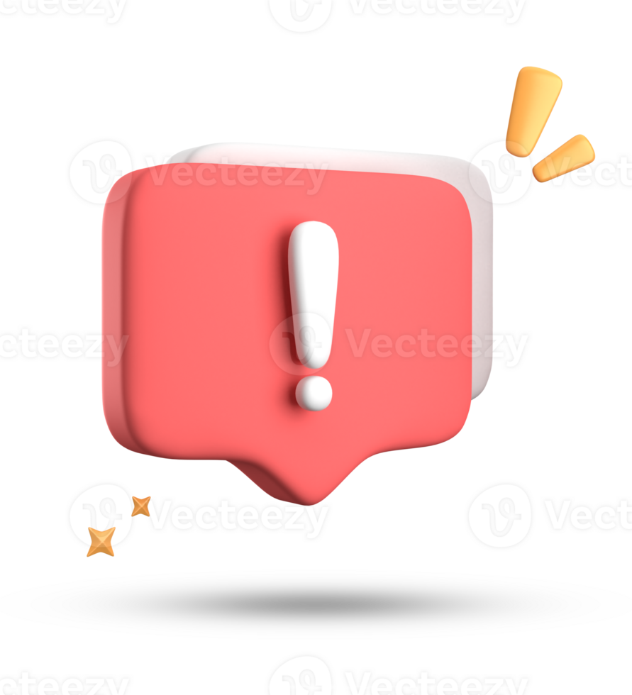 3d rendering of speech bubble, 3D pastel chat with exclamation mark icon set. png