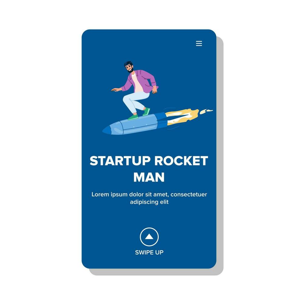 business startup rocket man vector