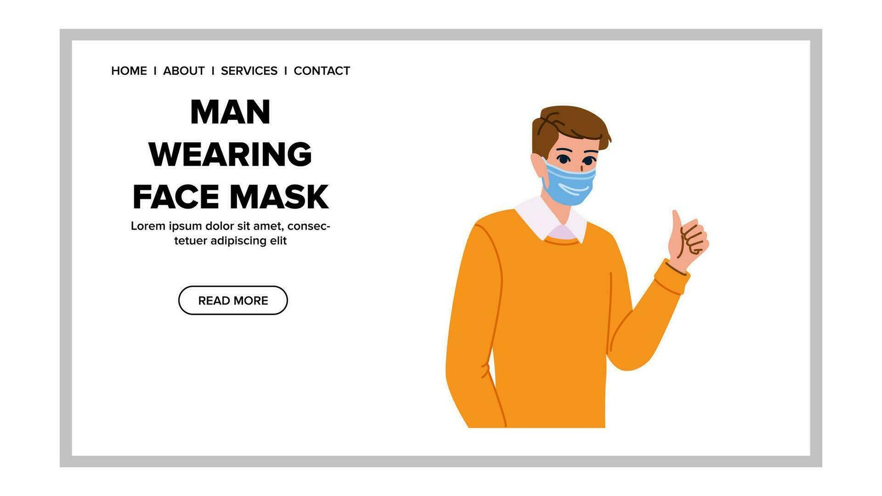 portrait man wearing face mask vector