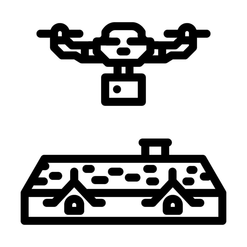 roof inspection drone line icon vector illustration