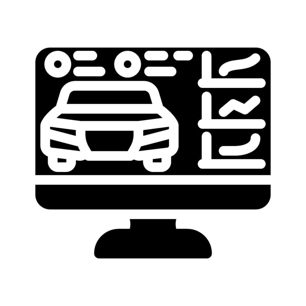 diagnóstico computadora coche mecánico glifo icono vector ilustración