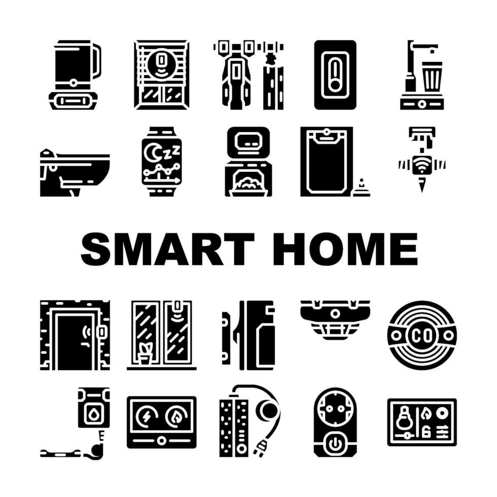 smart home control icons set vector