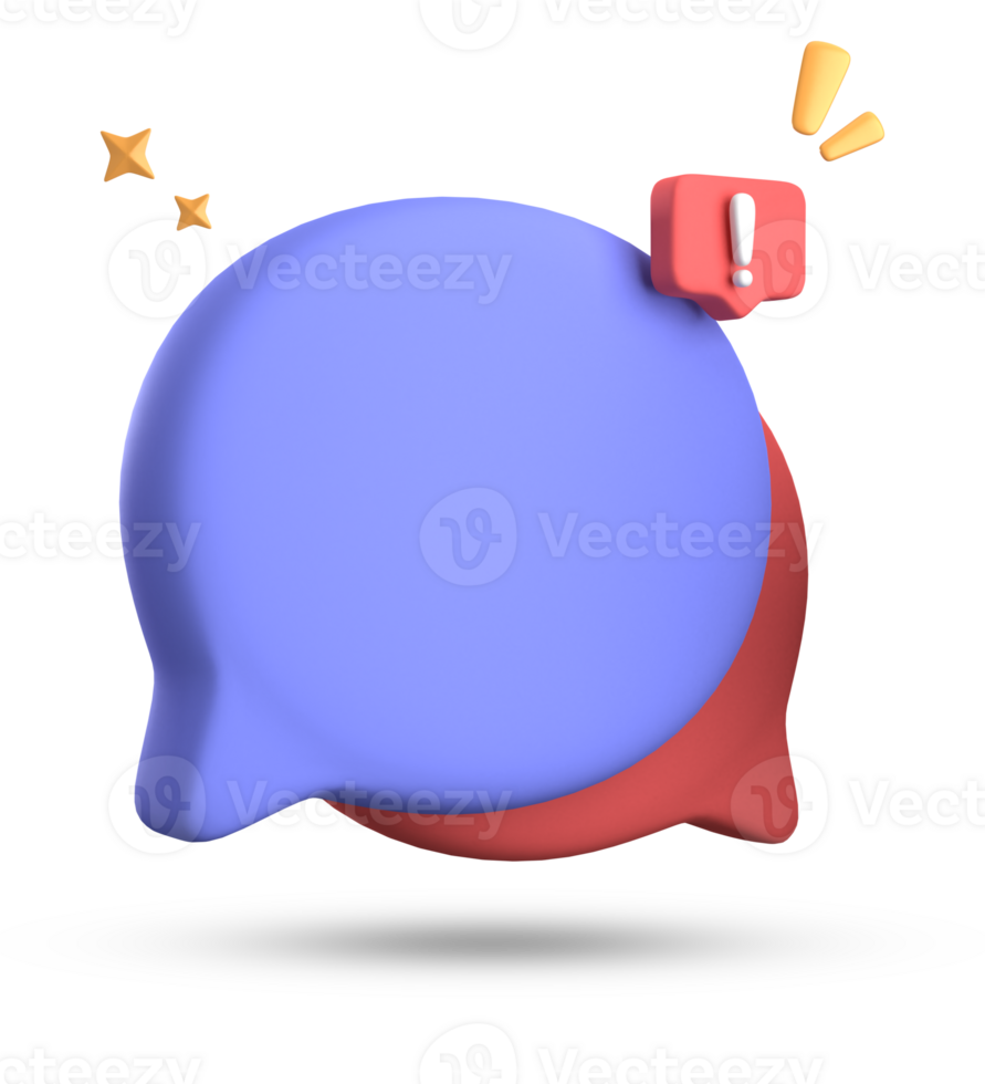 3d rendering of speech bubble, 3D pastel chat with exclamation mark icon set. png