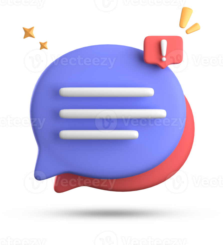 3d rendering of speech bubble, 3D pastel chat with exclamation mark icon set. png
